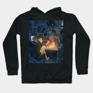 Fire Ghost Kitty Hoodie